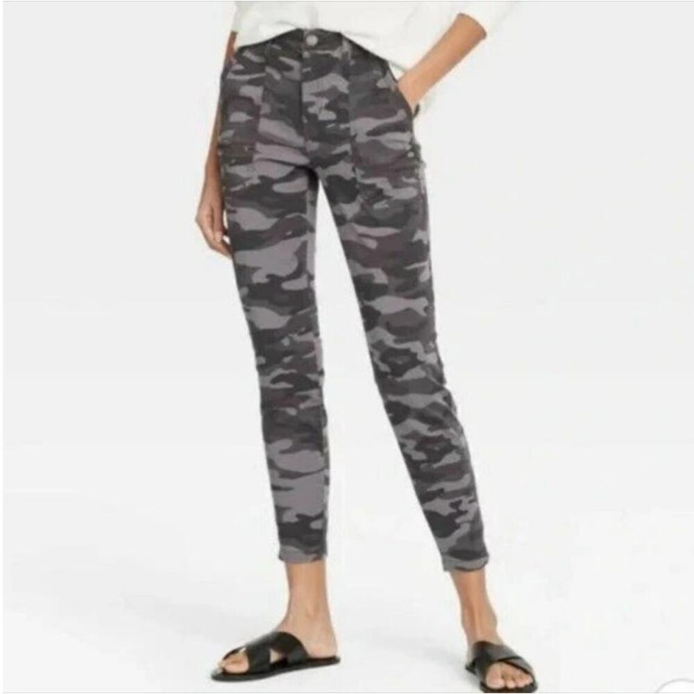 Knox Rose Womens Neutral Camo Mid-Rise Utility Ankle Skinny Pants Size 14